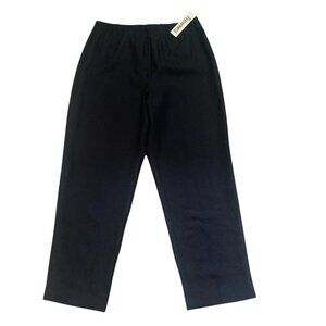 NWT PERIWINKLE TEXTURED‎ NAVY BLUE PULL-ON ELASTIC WAIST PANTS 16